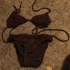 Brown sparkling bikini